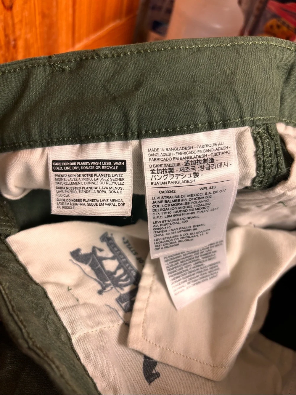 Levi’s Men’s W29 L30 Olive Green Cargo Pants 100% Cotton Belt